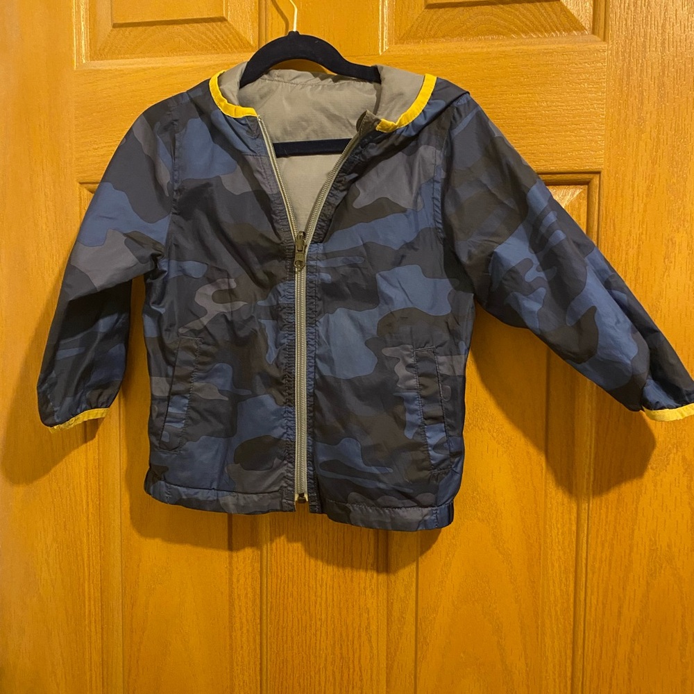 GAP Navy Camo Kids Raincoat with Yellow Trim